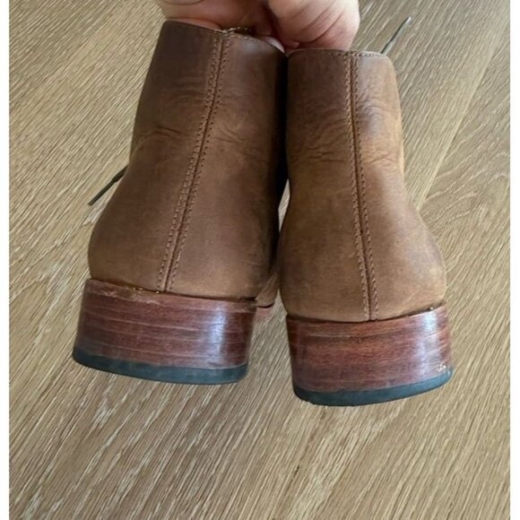 $250 Nisolo Women’s 7.5 Lace Up Brown Leather Nail Boots Shoe Boot Pointed Toe - Picture 5 of 5